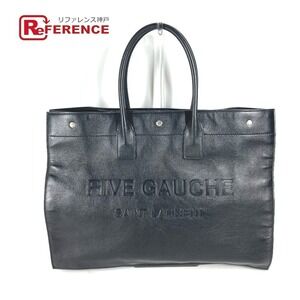 SAINT LAURENT PARIS Logo Rive Gauche Tote Bag Calf Leather Black